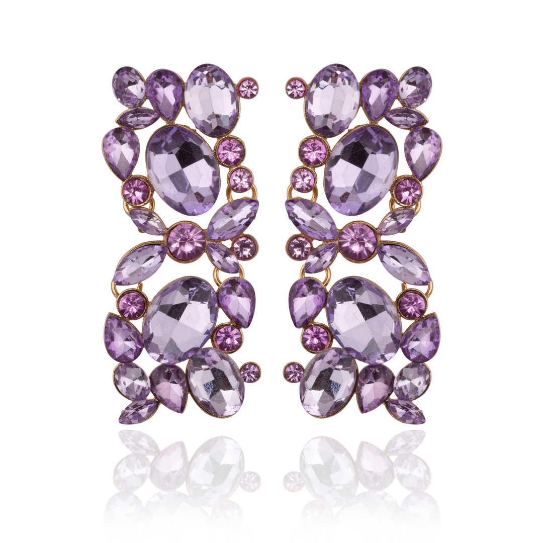 Harper Lilac Drop Crystal Statement Earrings
