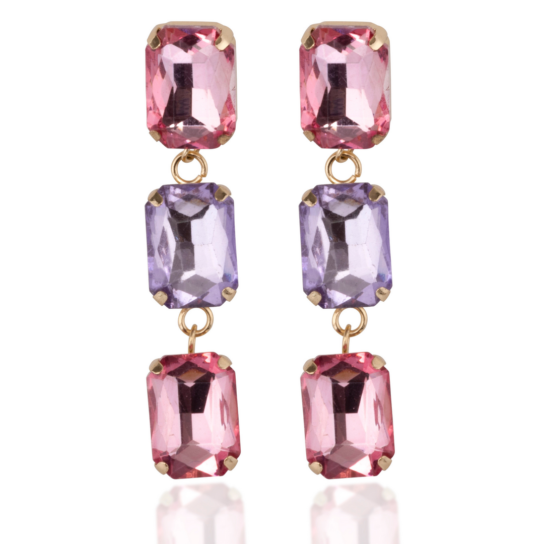 Amara Pink Lilac Crystal Statement Earrings
