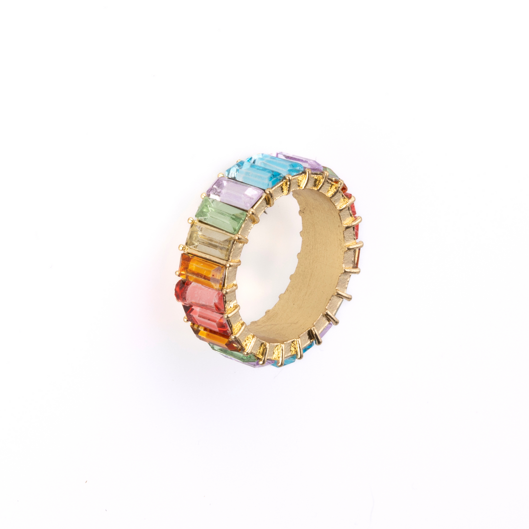 Azure Multicoloured Crystal Statement Ring