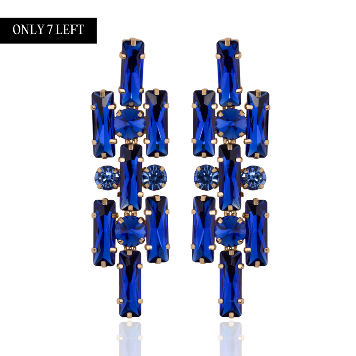 Kendra Premium Blue Crystal Statement Earrings