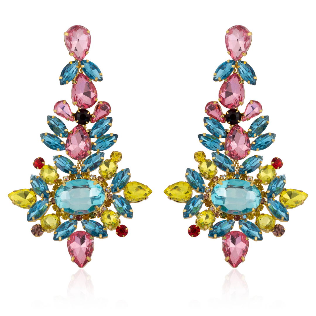 Angelina Premium Multicoloured Crystal Statement Earring