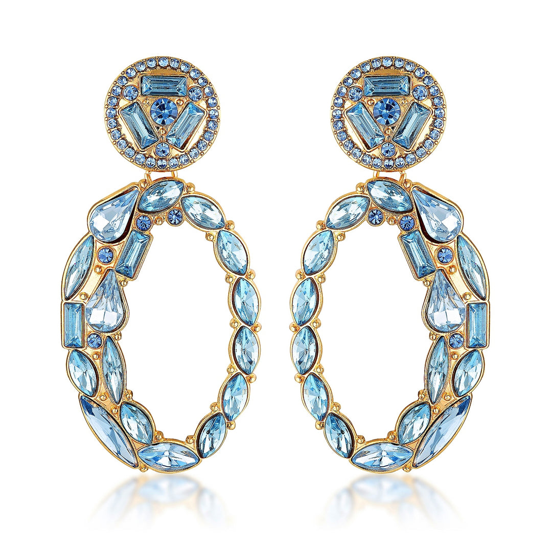 Nika Blue Crystal Statement Earrings