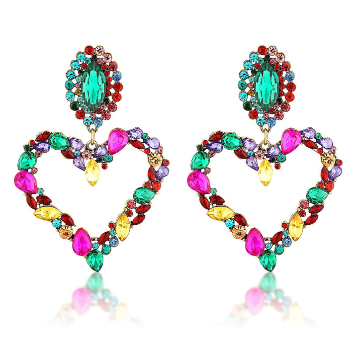 Isabella Multicoloured Crystal Heart Statement Earrings