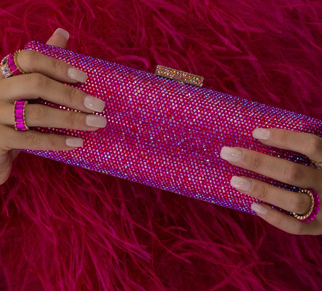 Azure Fuchsia Pink Crystal Statement Ring