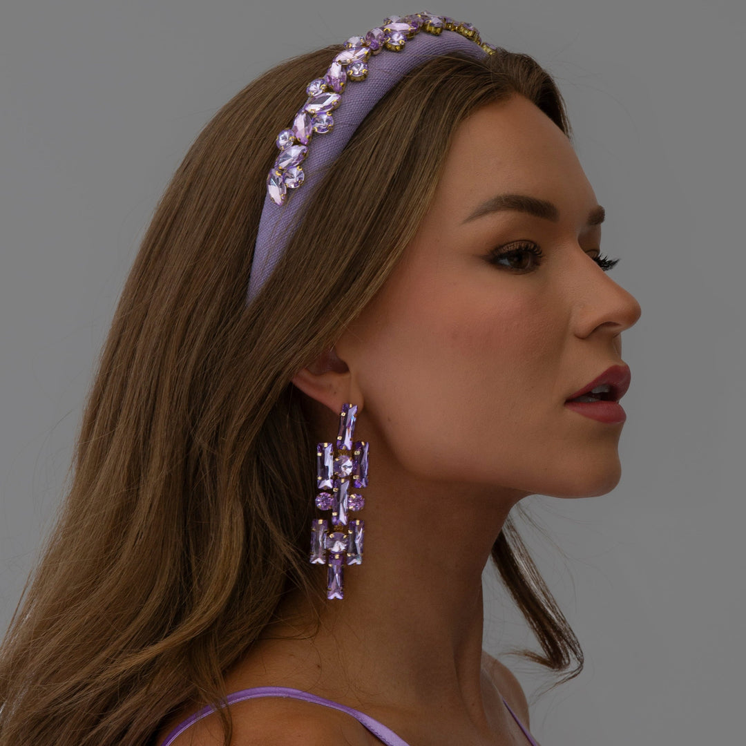 Kendra Premium Lilac Crystal Statement Earrings